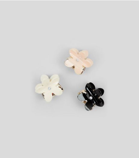 3 Pack Flower Bulldog Clips | New Look