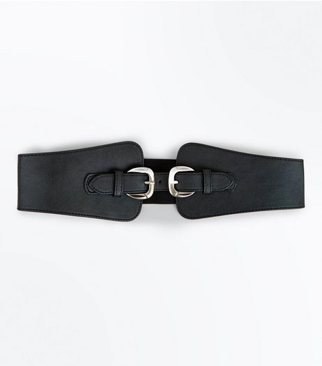 Black Buckle Front Corset Belt | New Look
