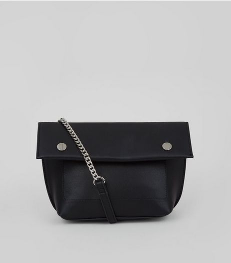 Black Stud Detail Fold Over Cross Body Bag | New Look
