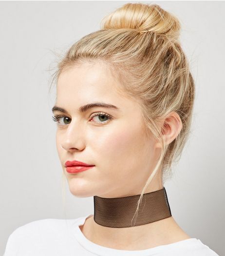 Black Wide Mesh Choker | New Look