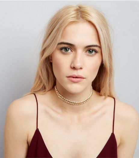 Cream Pearl Beaded Choker | New Look