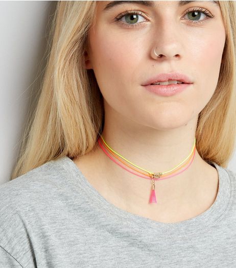 3 Pack Neon Skinny Cord Chokers | New Look