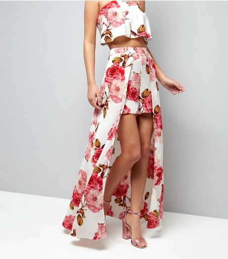 Parisian White Floral Print Maxi Skort | New Look