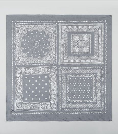 Black Satin Patchwork Print Bandana | New Look