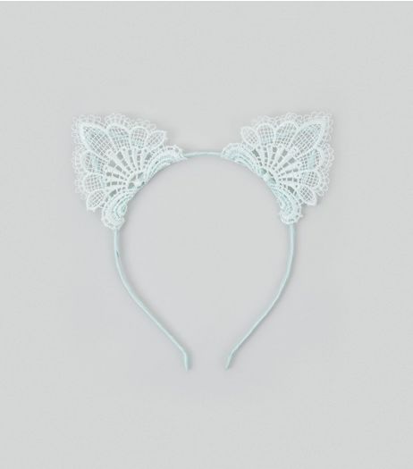 Mint Green Lace Cat Ears | New Look
