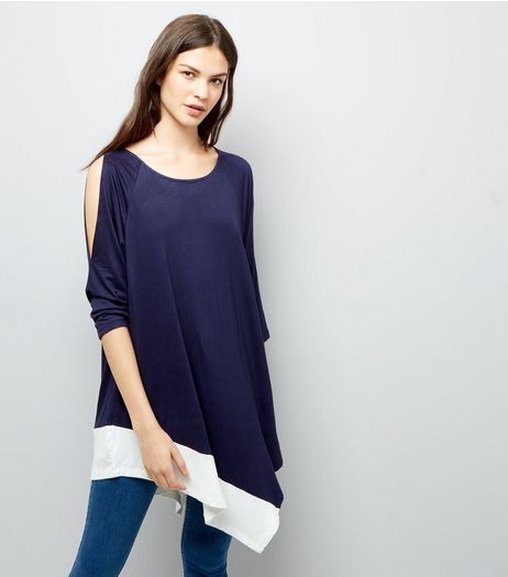 Blue Vanilla Navy Cold Shoulder Tunic | New Look