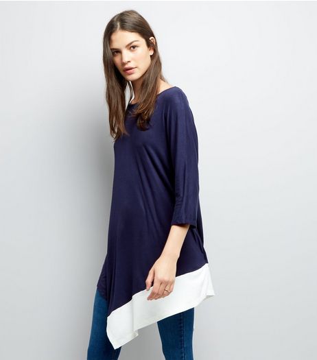 Blue Vanilla Navy Asymmetric Hem Tunic | New Look