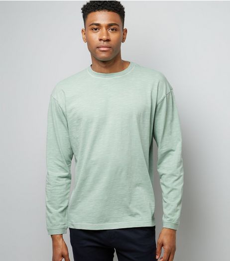 Mint Green Round Neck Long Sleeve T-Shirt | New Look