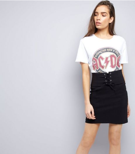 Black Corset Waist Mini Skirt | New Look