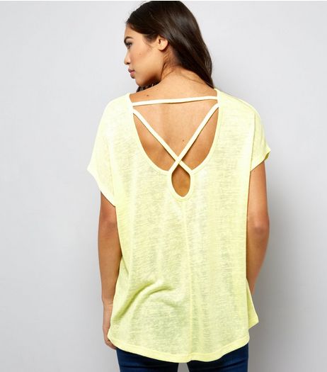 Yellow Cross Strap Back T-Shirt | New Look