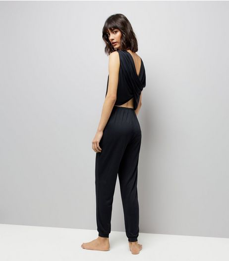 Black Cowl Back Pyjama Jumpsuit | New Look