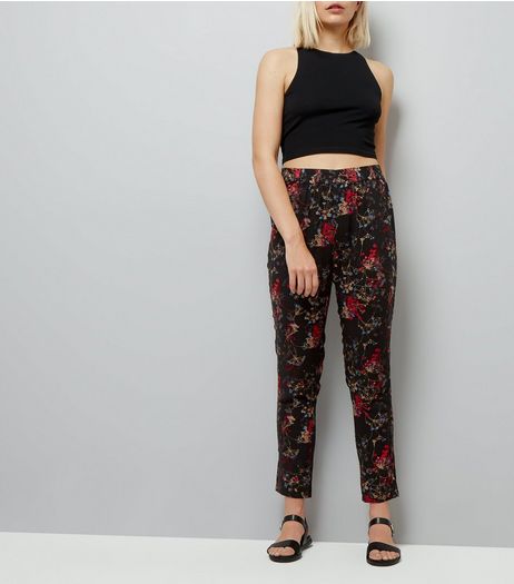 JDY Black Floral Print Trousers | New Look