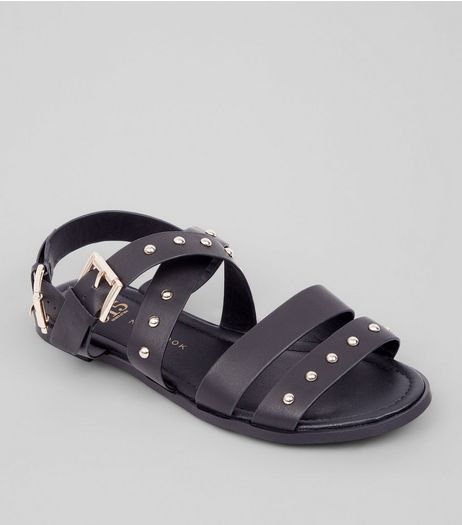 Teens Black Stud Gladiator Sandals | New Look