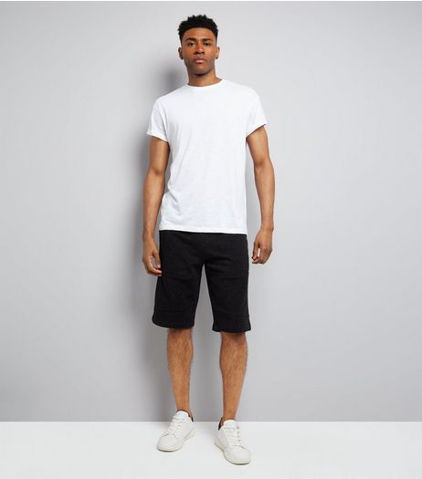 Black Textured Longline Shorts | New Look