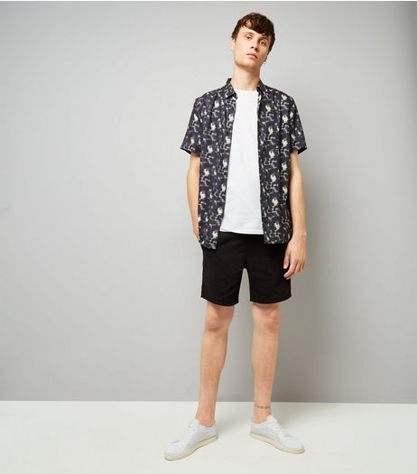Black Acid Wash Drawstring Shorts | New Look