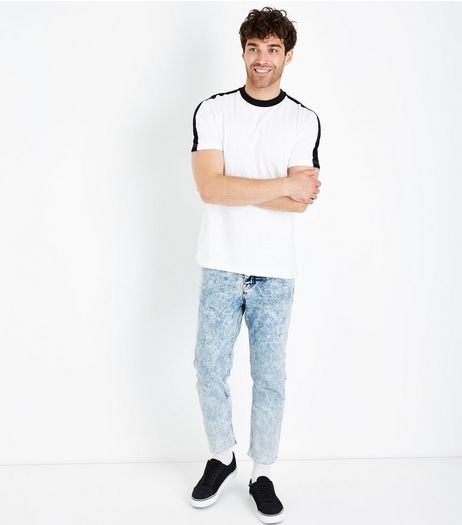 Pale Blue Acid Wash Raw Hem Jeans | New Look