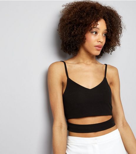 Black Cut Out Hem Crop Top | New Look