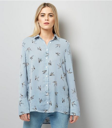 White Bird Stripe Print Shirt | New Look