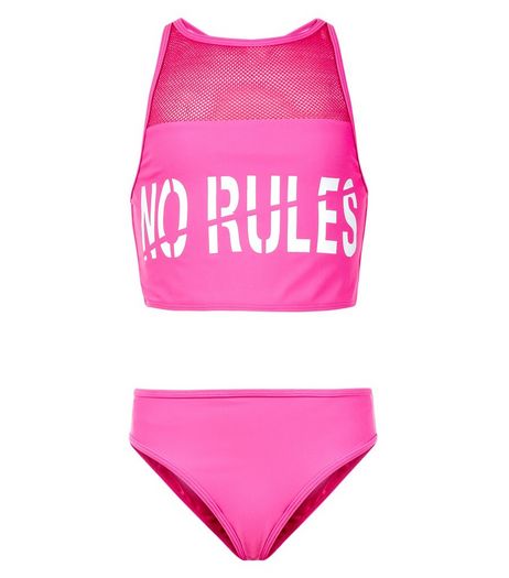 Teens Pink No Rules Mesh Bikini | New Look