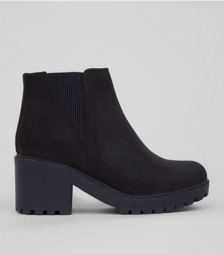 Teens Black Suedette Chunky Chelsea Boots | New Look