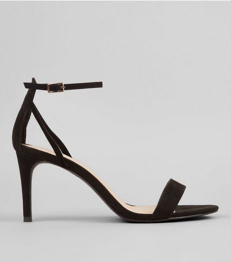 Wide Fit Black Heeled Sandals | New Look