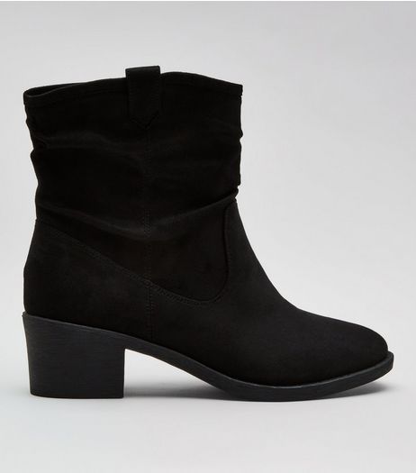 Wide Fit Black Suedette Slouch Boots | New Look