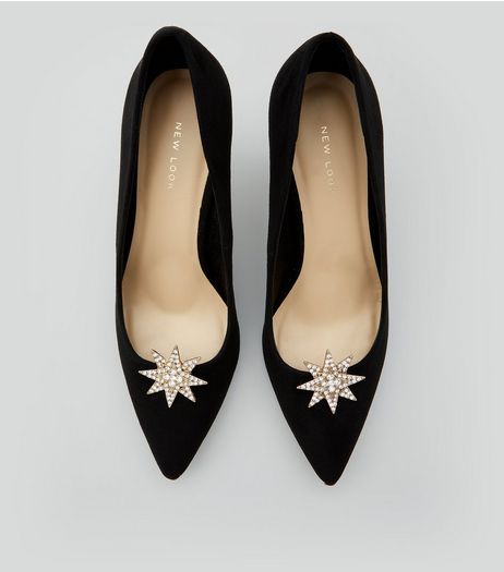 Gold Crystal Star Shoe Clips | New Look