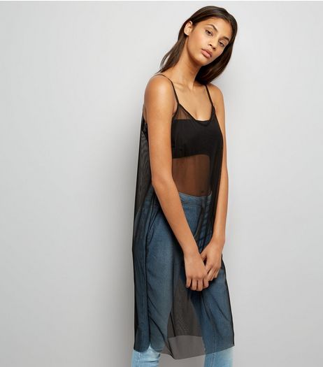 Noisy May Black Mesh Slip Dress | New Look