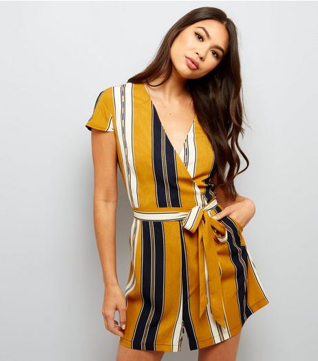 Cameo Rose Yellow Stripe Playsuit | New Look