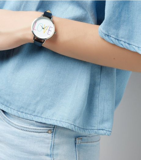 Black Love Dial Watch | New Look