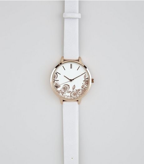 Grey Floral Metallic Watch | New Look