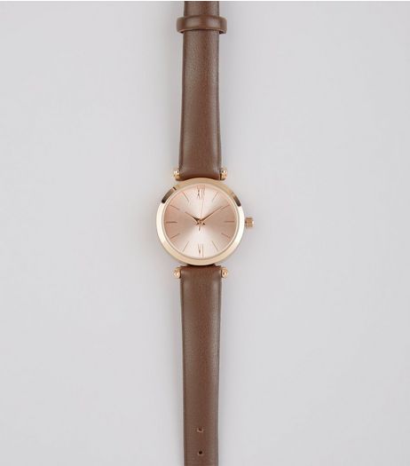 Brown Metallic Face Watch | New Look