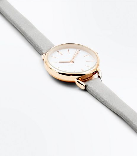 Grey Textured Skinny Strap Watch | New Look
