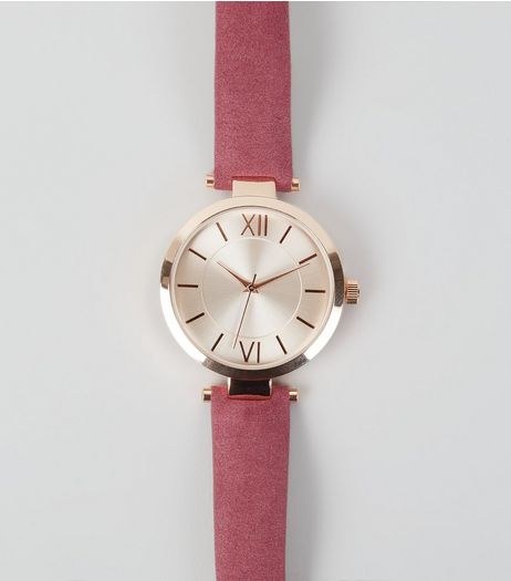 Plum Suedette T-Bar Strap Watch | New Look