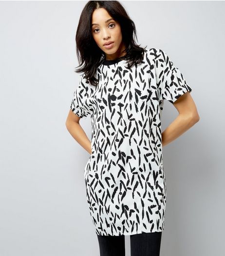 Noisy May White Splash Print Longline T-Shirt | New Look