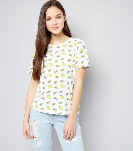 Teens White Lemon Print T-Shirt | New Look