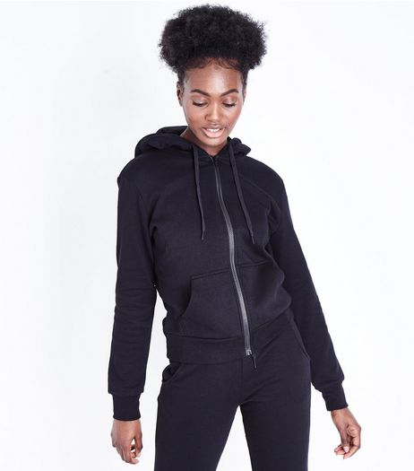 Black Zip Front Hoodie | New Look