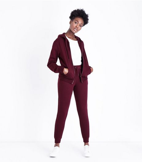 Burgundy Slim Leg Cotton Blend Joggers | New Look