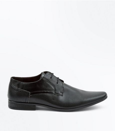 Black Perforated Texture Debry Shoes | New Look