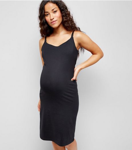 Maternity Black Cami Nursing Dress | New Look