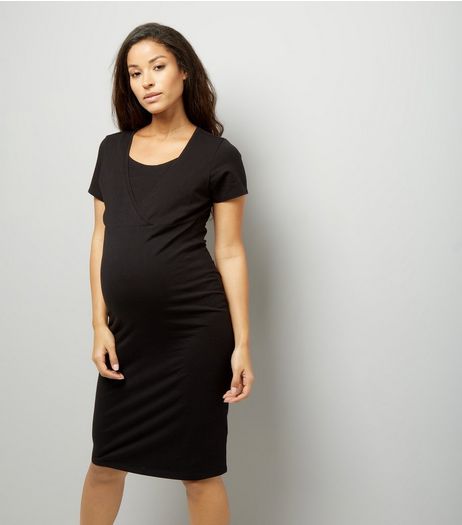 Maternity Black Nursing T-Shirt Dress | New Look