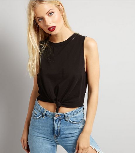 Black Knot Front Tank Top | New Look