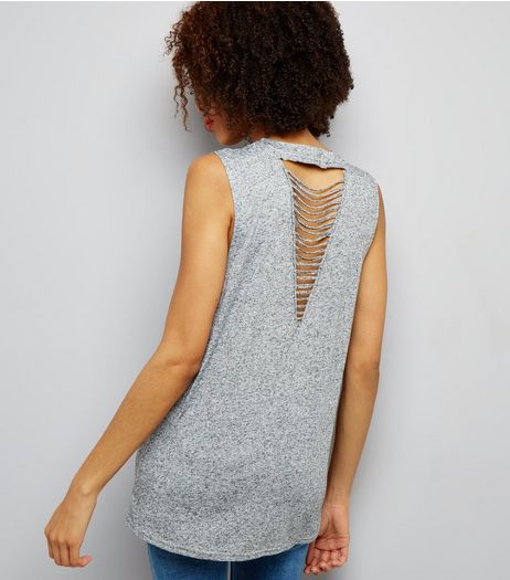 Grey Ladder Back Longline Vest | New Look