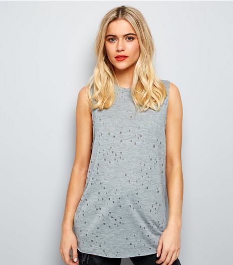 Mid Grey Ripped Tank Top | New Look