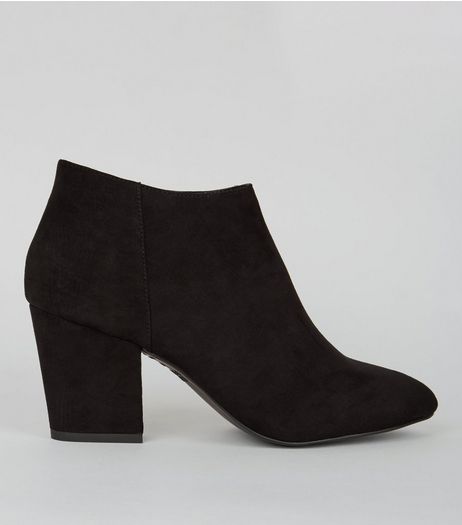 Black Suedette Block Heel Shoe Boots | New Look