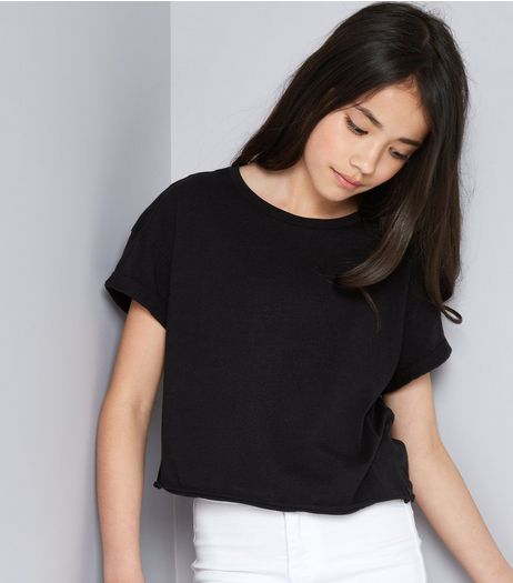 Teens Black Laddered Cut Out Back T-Shirt | New Look