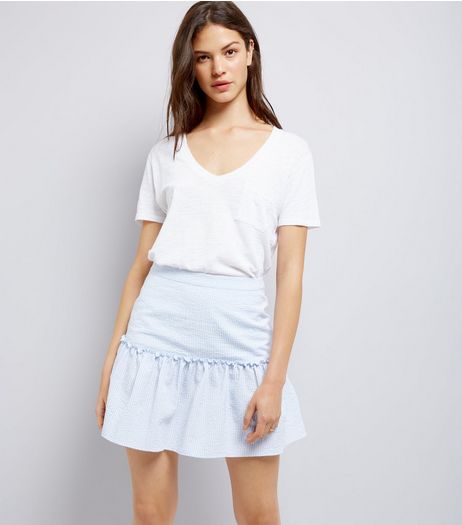 Blue Frill Trim Mini Skirt | New Look