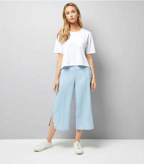 Pale Blue Split Side Cropped Trousers | New Look