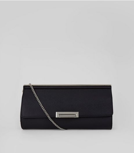 Black Metal Trim Clutch | New Look