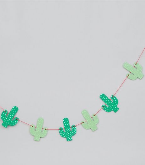 Green Wooden Cactus Bunting | New Look